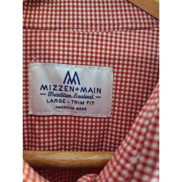 MIZZEN + MAIN Leeward Shirt Men's Sz Large Trim Fit Button Up Long Sleeve Plaid - Picture 1 of 8
